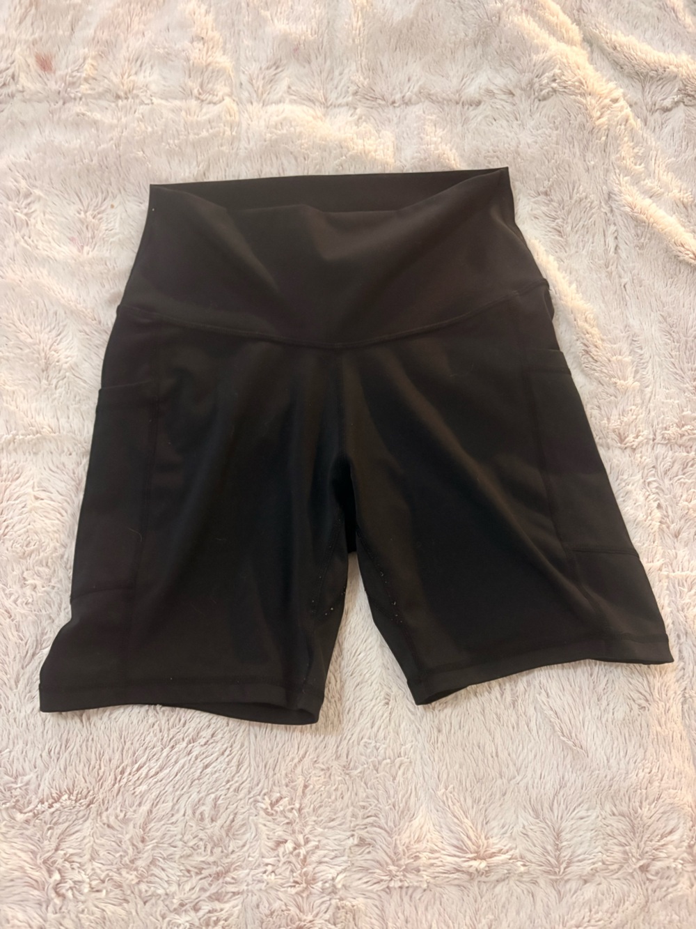 Women's Black High-Rise Bike Shorts with Wide Waistband